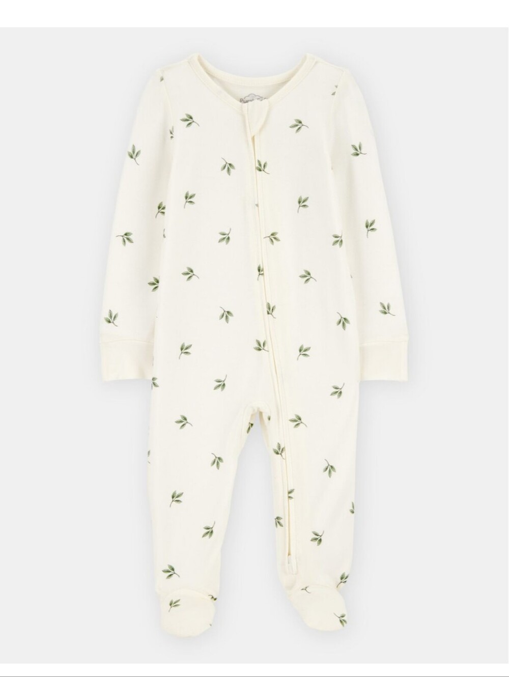 Carter's Baby Leaf Print 2-Way Zip PurelySoft Sleep & Play Pajamas - Ivory, NB